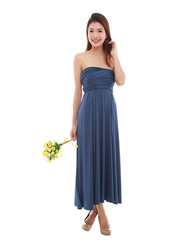 Cherie Convertible Maxi Dress in Navy Blue